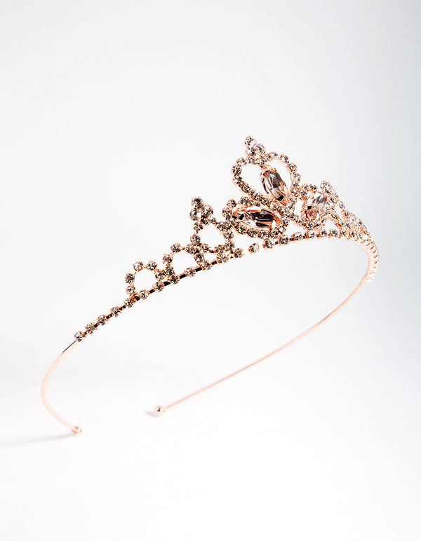 Dziecięca opaska tiara z różowego złota z diamentami