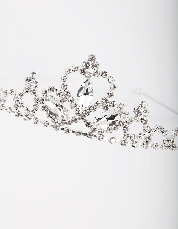 Kids Silver Diamante Tiara Headband