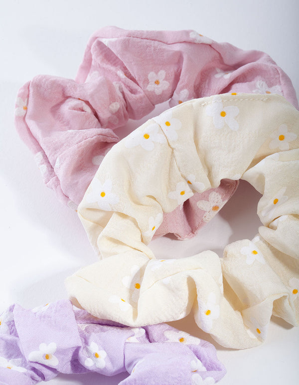 Gumki do włosów dla dzieci Daisy z materiału, 3 sztuki