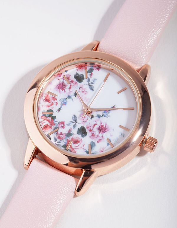Kids Rose Gold Classic Floral Watch