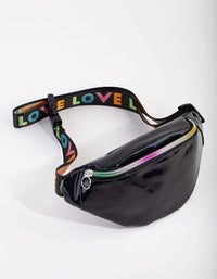Kids Mixed Material Black Polyurethane Love Strap Bum Bag - link has visual effect only