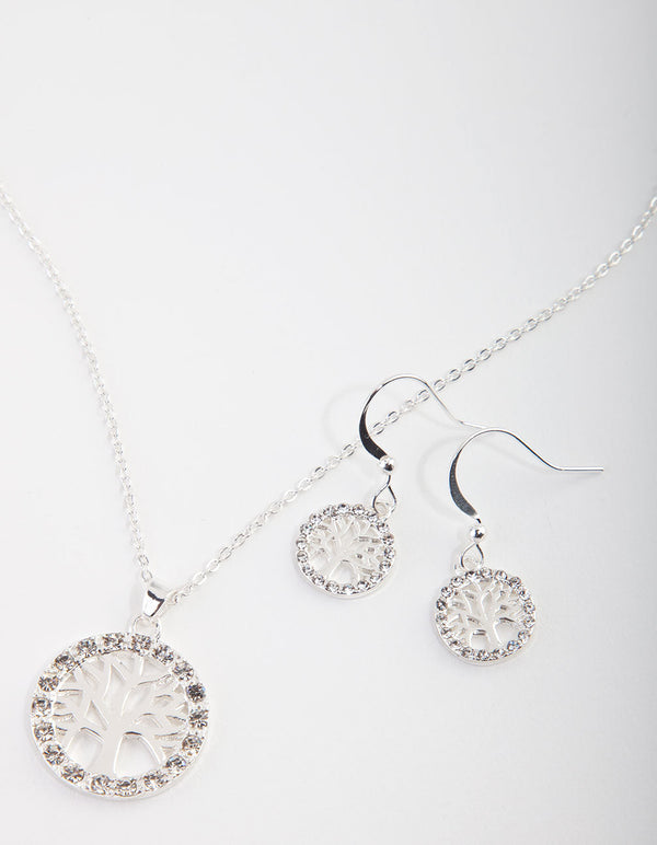 Naszyjnik i kolczyki z diamentowym drzewem życia