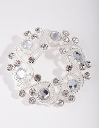 Srebrna broszka z cyrkoniami Regal Circle - link has visual effect only