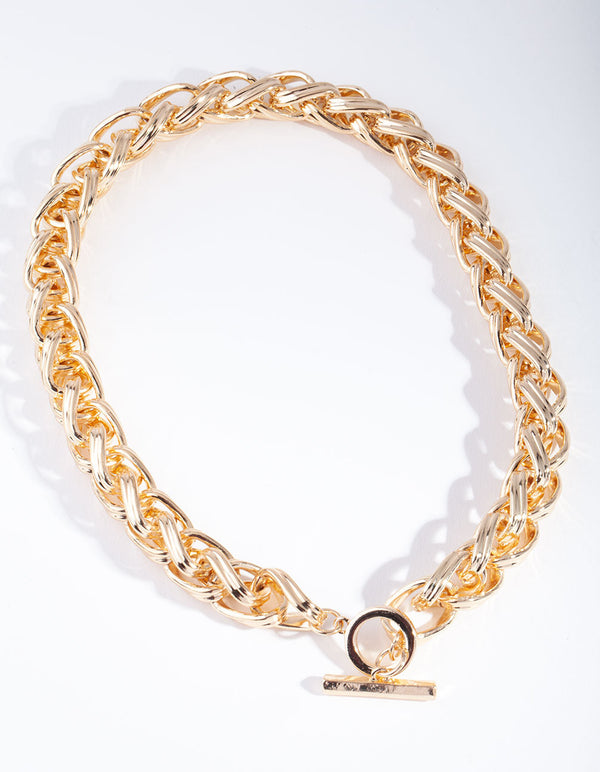 Gold Twist Link Chain T and O Necklace