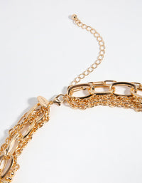 Gold Chain and Bead 4 Row Necklace - link has visual effect only