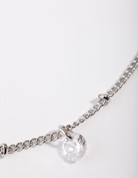 Naszyjnik choker z cyrkonii sześciennej z rodem i diamentami - link has visual effect only