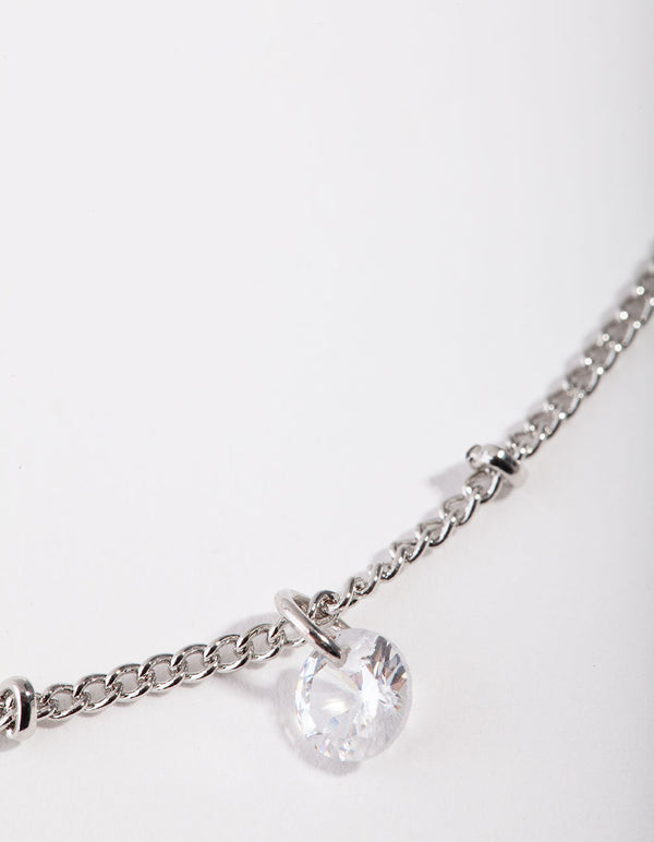 Naszyjnik choker z cyrkonii sześciennej z rodem i diamentami