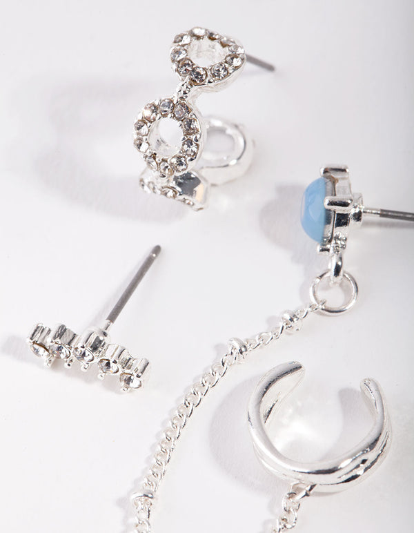 Zestaw kolczyków Huggie and Chain Stack Pack