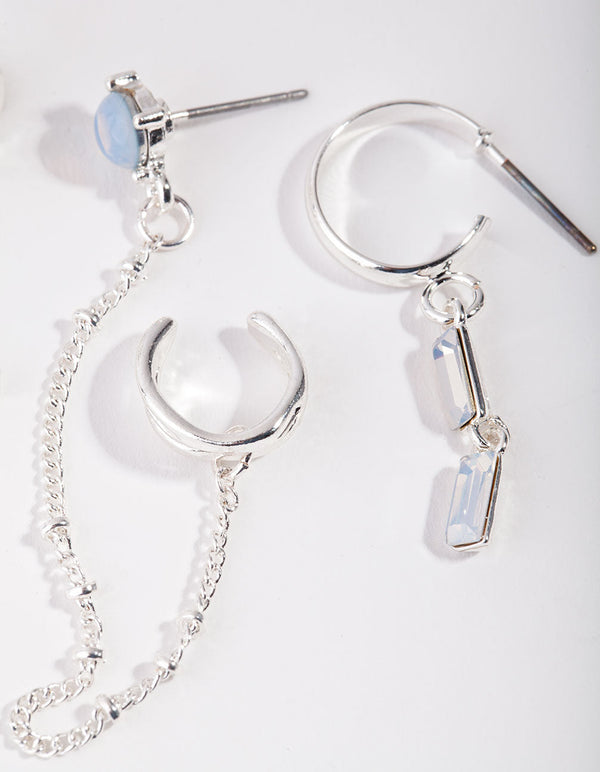 Zestaw kolczyków Huggie and Chain Stack Pack