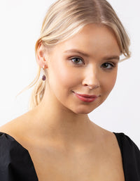 Silver Teardrop Stone Huggie Earrings - link has visual effect only