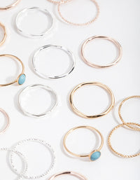 Mixed Metal Textured Stack 12-Pack Rings - link has visual effect only