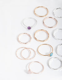 Mixed Metal Textured Stack 12-Pack Rings - link has visual effect only