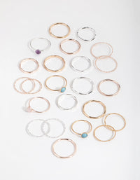 Mixed Metal Textured Stack 12-Pack Rings - link has visual effect only