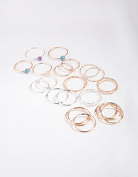 Mixed Metal Textured Stack 12-Pack Rings - link has visual effect only