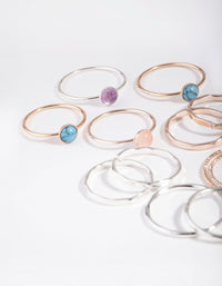 Mixed Metal Textured Stack 12-Pack Rings - link has visual effect only