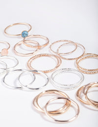 Mixed Metal Textured Stack 12-Pack Rings - link has visual effect only