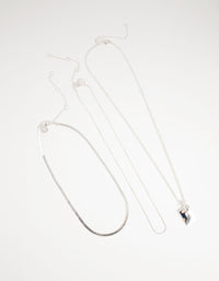 Real Silver Plated Multi-Row Square Pendant Necklace - link has visual effect only