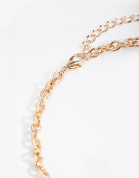 Gold Round Link Cluster Necklace - link has visual effect only