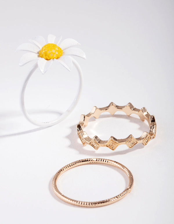 Gold Daisy 3-Pack Ring
