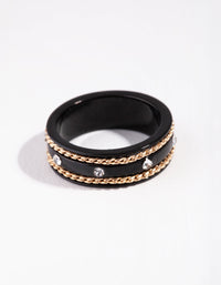 Pierścionek z matowym łańcuszkiem i diamentami - link has visual effect only