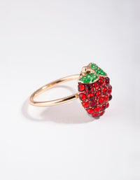 Gold Diamante Strawberry Ring - link has visual effect only
