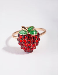 Gold Diamante Strawberry Ring - link has visual effect only