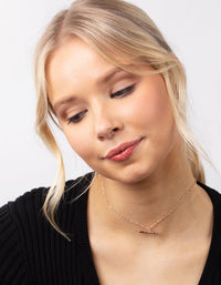 Naszyjnik choker z cienkiego pręta platerowanego różowym złotem - link has visual effect only