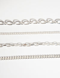 Naszyjnik choker z mieszanym srebrnym łańcuszkiem, zestaw 4 sztuk - link has visual effect only
