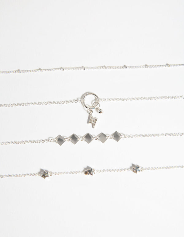 Zestaw 4 bransoletek i bransoletek na kostkę Silver Roses