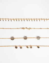 Zestaw 4 bransoletek i bransoletek na kostkę Gold Roses - link has visual effect only