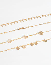 Zestaw 4 bransoletek i bransoletek na kostkę Gold Roses - link has visual effect only