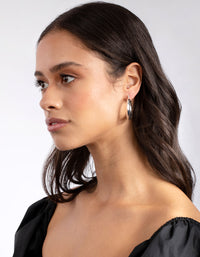 Silver Basic Smooth Hoop Earrings - link has visual effect only