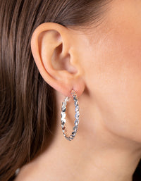Srebrne, grawerowane kolczyki w kształcie kółek, zestaw 6 sztuk - link has visual effect only