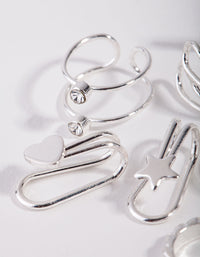 Silver Mix Texture Motif 6 Pack Earring - link has visual effect only