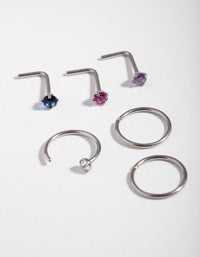 Rhodium Diamante 6-pack neuspiercings - link has visual effect only