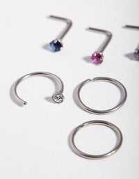Rhodium Diamante 6-pack neuspiercings - link has visual effect only