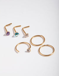Chirurgisch staal, gouden diamant sixpack neus - link has visual effect only