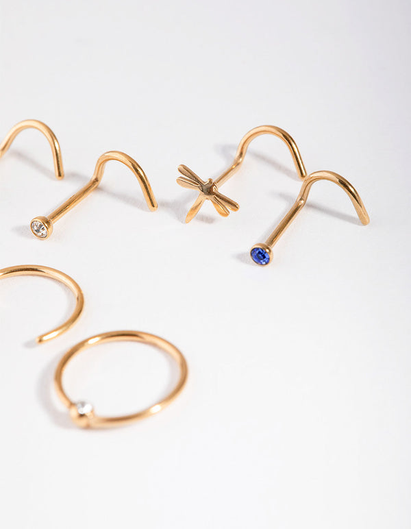 Surgical Steel Diamante Animal 6-Pack Nose Ring