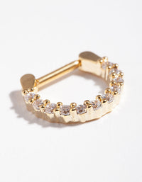Gold Surgical Steel Cubic Zirconia Septum Clicker - link has visual effect only