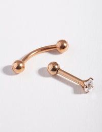 Rose Gold Ball & Cubic Zirconia 2-Pack Barbell - link has visual effect only