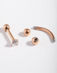 Rose Gold Ball & Cubic Zirconia 2-Pack Barbell - link has visual effect only