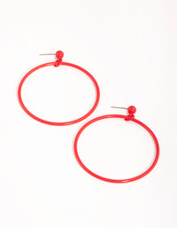 Matte Red Round Drop Earrings - link has visual effect only
