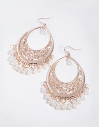 Rose Gold FIligree Teardrop Beaded Bottom Earrings - link has visual effect only