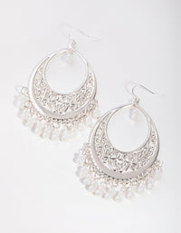 Silver Filigree Teardrop Beaded Bottom Earrings - link has visual effect only