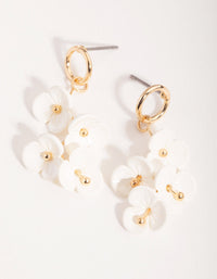 Gold Triple Mini Flower Drop Earrings - link has visual effect only