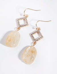 Gold Diamante Stone Drop Earrings - link has visual effect only