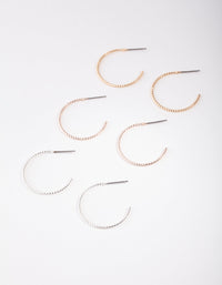 Mixed Metal Fine Twist 3-Pack Hoop Earring - link has visual effect only