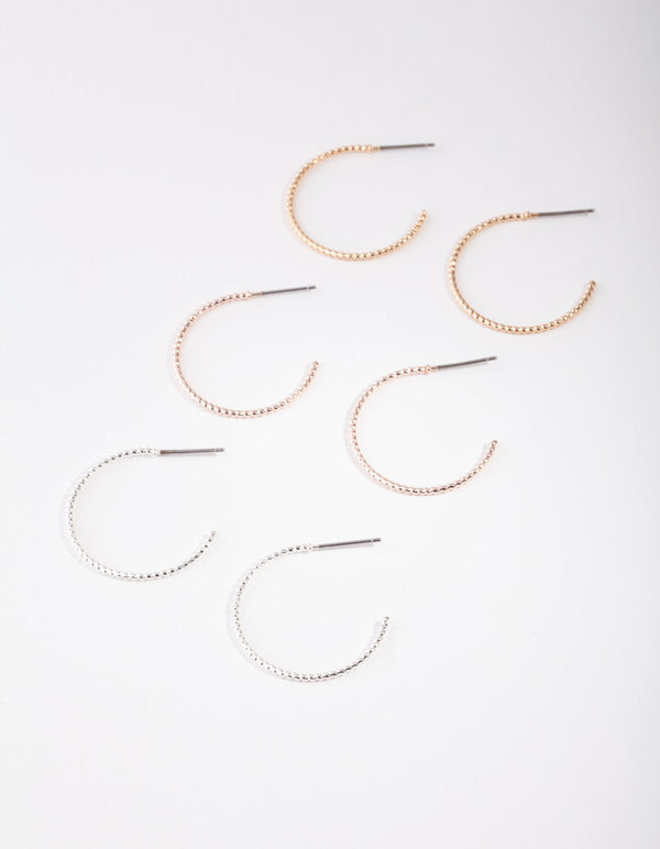 Mixed Metal Fine Twist 3-Pack Hoop Earring