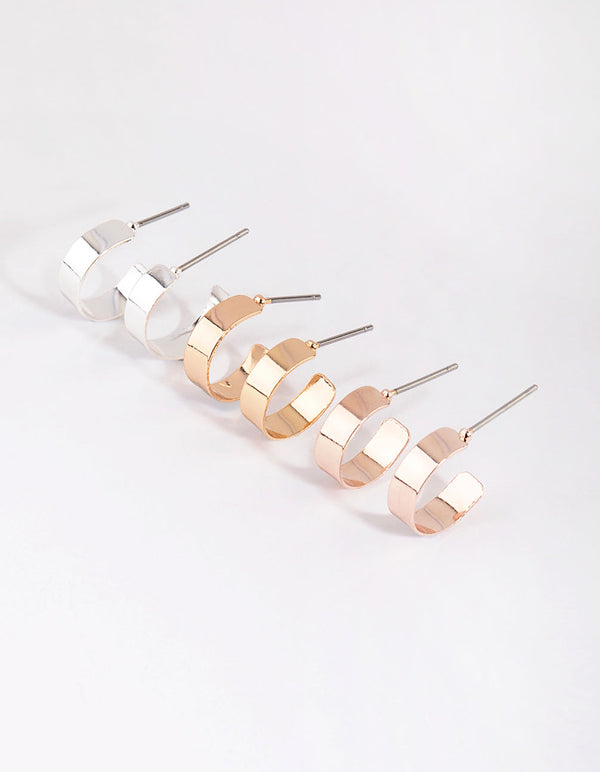 Mixed Metal Three-Pack Hoop Earrings