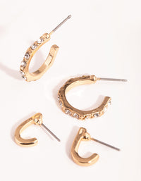 Gold Plain Straight 2-Pack Hoop Earring - link has visual effect only
